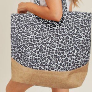 Leopard Print Jute Tote